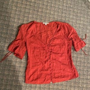 Madewell fitted blouse top in rust size 2